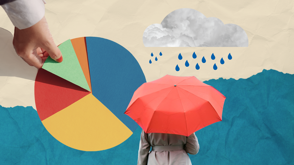 Abstract image of girl with umbrella and chart